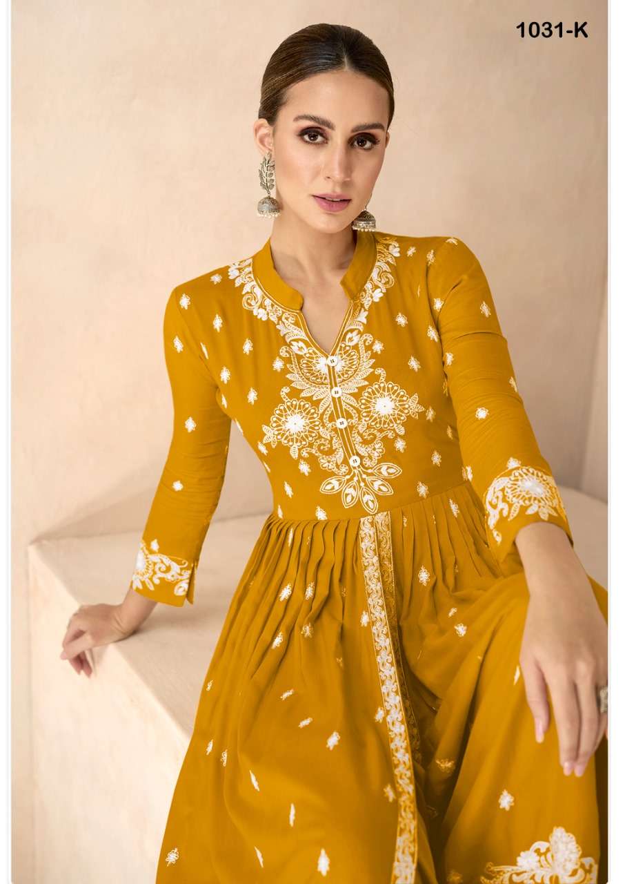 LAKHNAVI VOL 6 HIT LISTHEAVY RAYON LAKHNAWI WORK KURTI WITH PLAZZO AND NAZMIN DUPATTA BY S3FOREVER BRAND 1031 K C